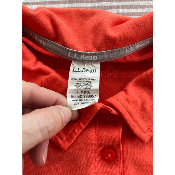L.L. Bean Women's Orange Polo Shirt Size L Short Sleeve Casual Top Activewear - Picture 5 of 5